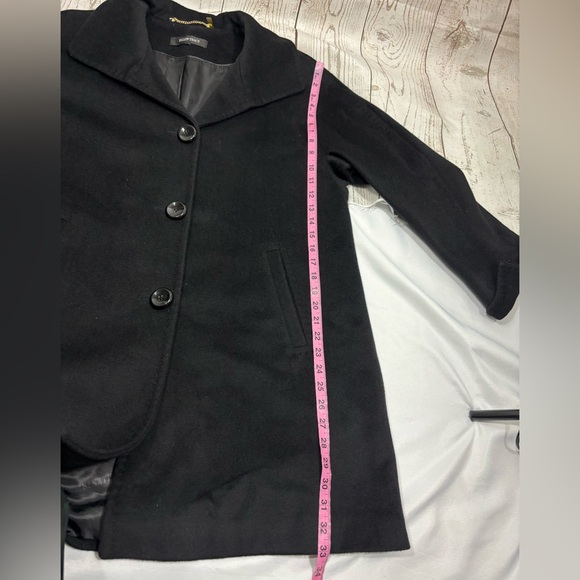 Ellen Tracy Black Wool Angora Blend Lined Coat L/XL Classic Winterwear Pockets - Picture 12 of 16
